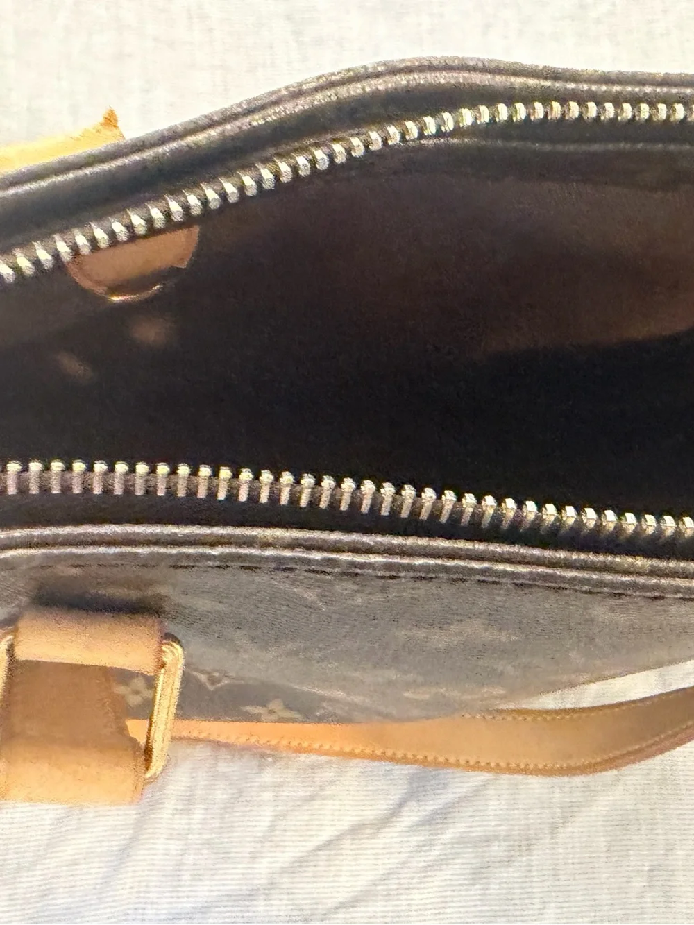 Louis Vuitton Brown Leather Shoulder Bag with Gold Hardware